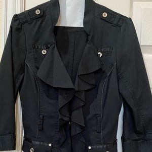 White House Black market ruffle black jacket